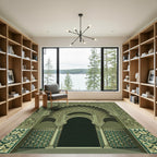 Olive Green Intricate Islamic Arch Rug