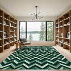 Earthy Green Chevron Zigzag Rug