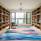 Watercolor Sunset Mountain Landscape Art Rug
