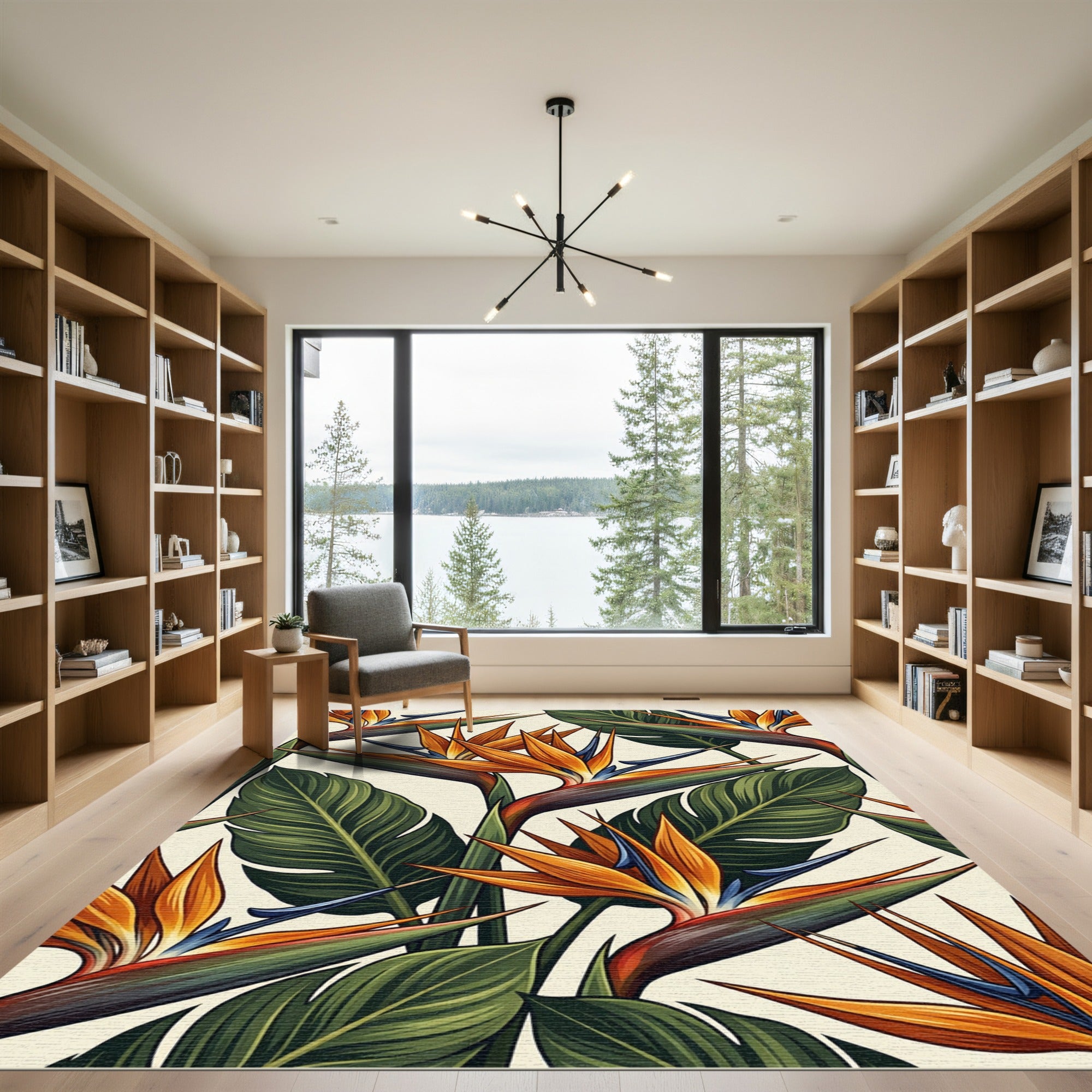 Lush Tropical Bird of Paradise Foliage Rug