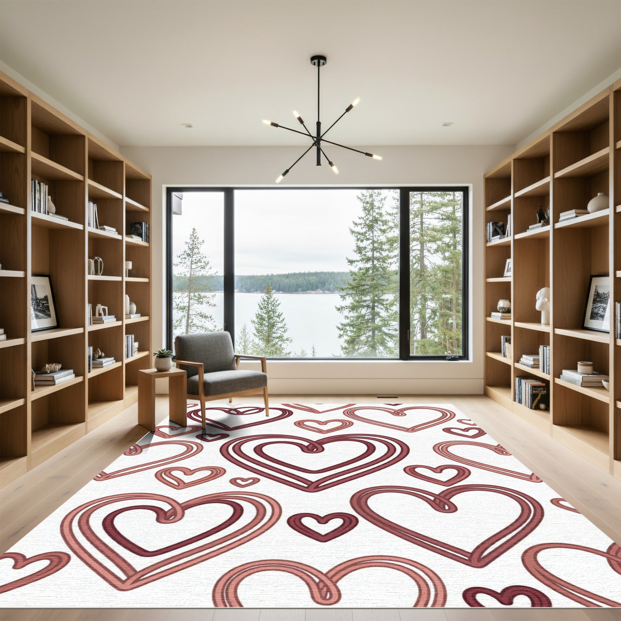 Romantic Multi Layered Red Heart Rug