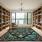 Ornate Teal Shell Golden Baroque Mandala Rug