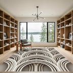 Elegant Neutral Arched Architectural Relief Rug
