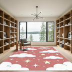 Whimsical Dusty Rose Starry Cloud Rug
