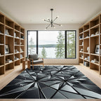 Monochrome Geometric Abstract Faceted Crystal Rug