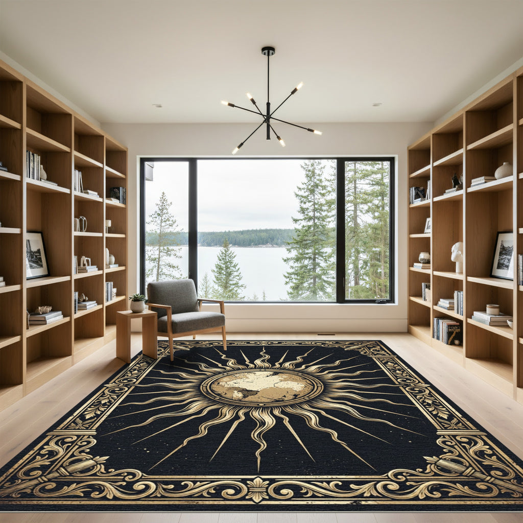 Celestial Gold Sun Earth Radiance Rug