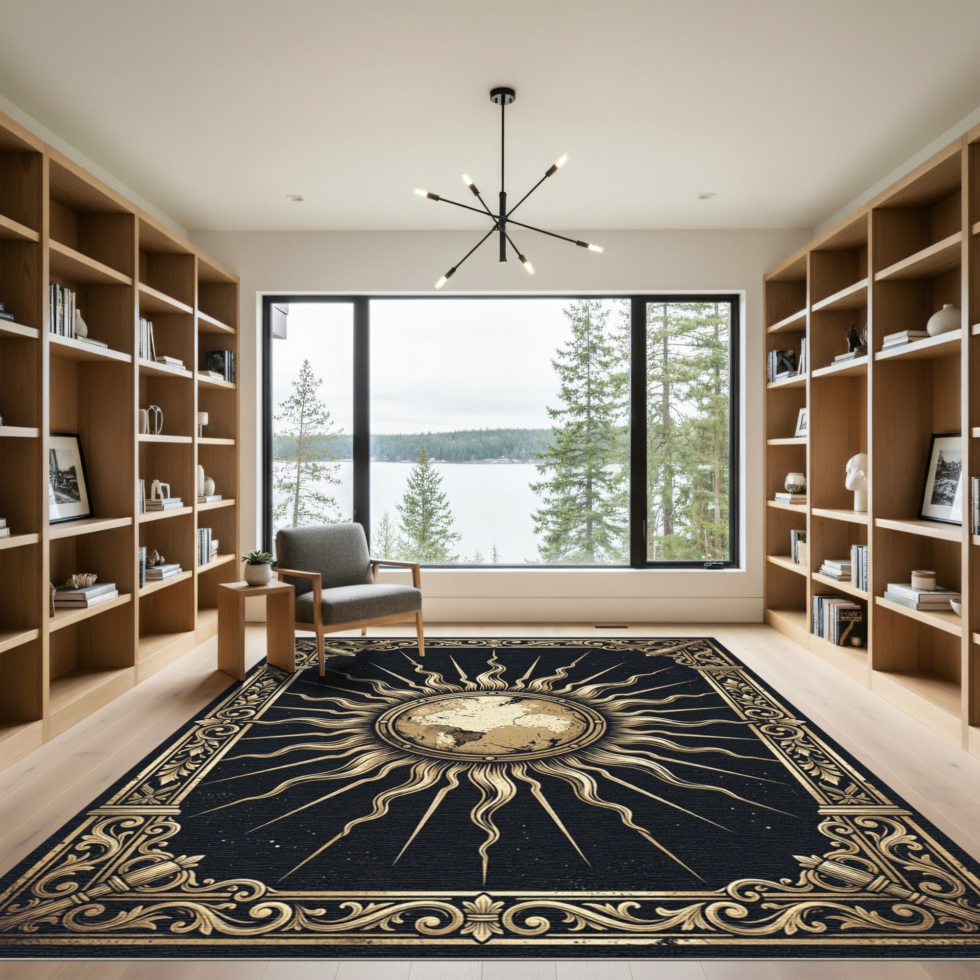 Celestial Gold Sun Earth Radiance Rug