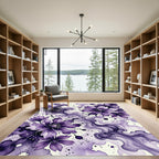 Watercolor Purple Floral Abstract Swirl Rug