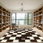 Brown White Checkerboard Cubes Rug