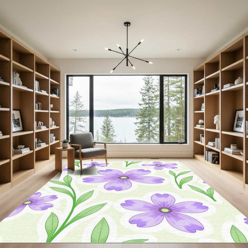 Pastel Purple Flower Stem Arrangement Rug