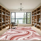 Terracotta Swirl Marble Effect Rug