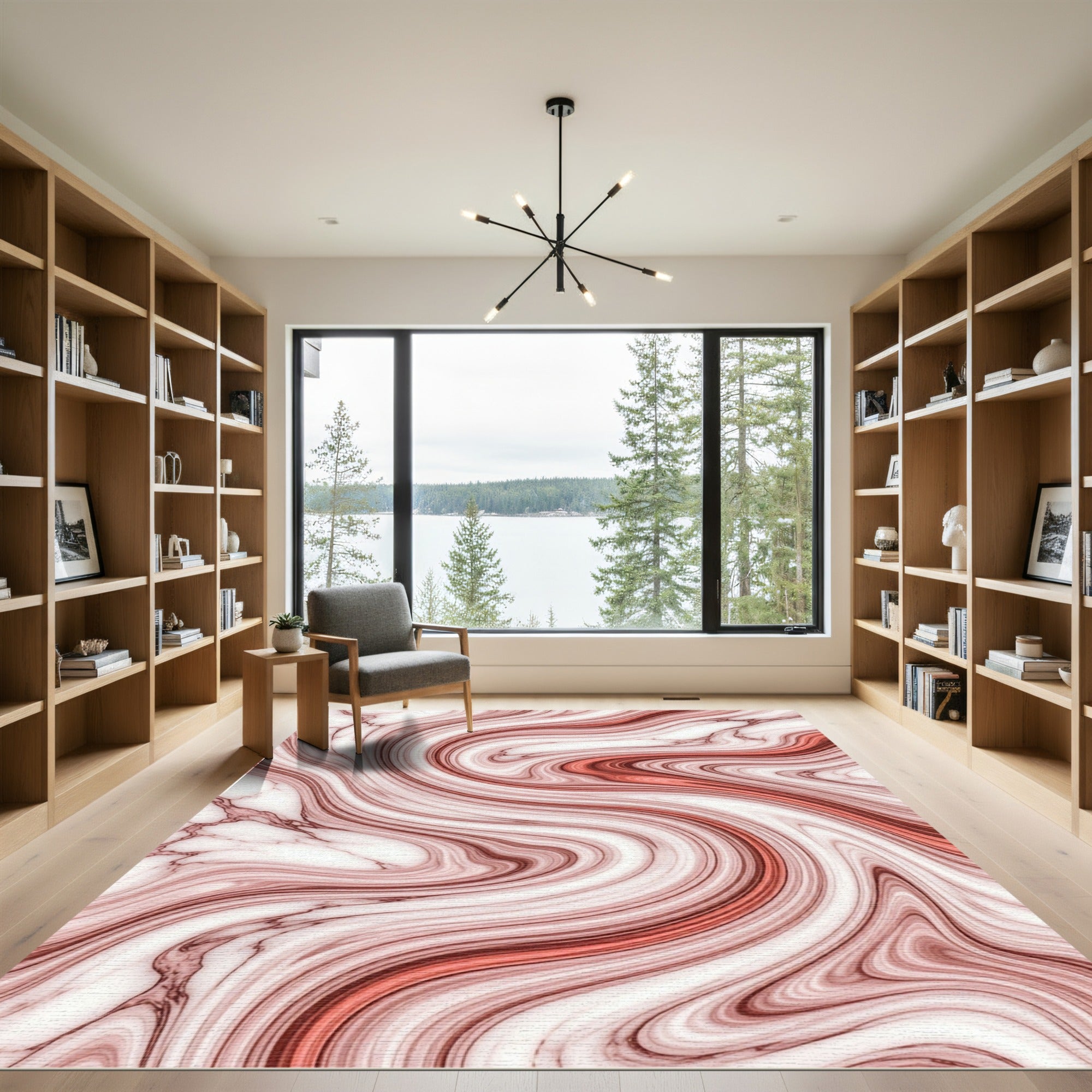 Terracotta Swirl Marble Effect Rug