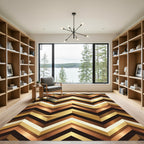Metallic Golden Chevron Angle Rug