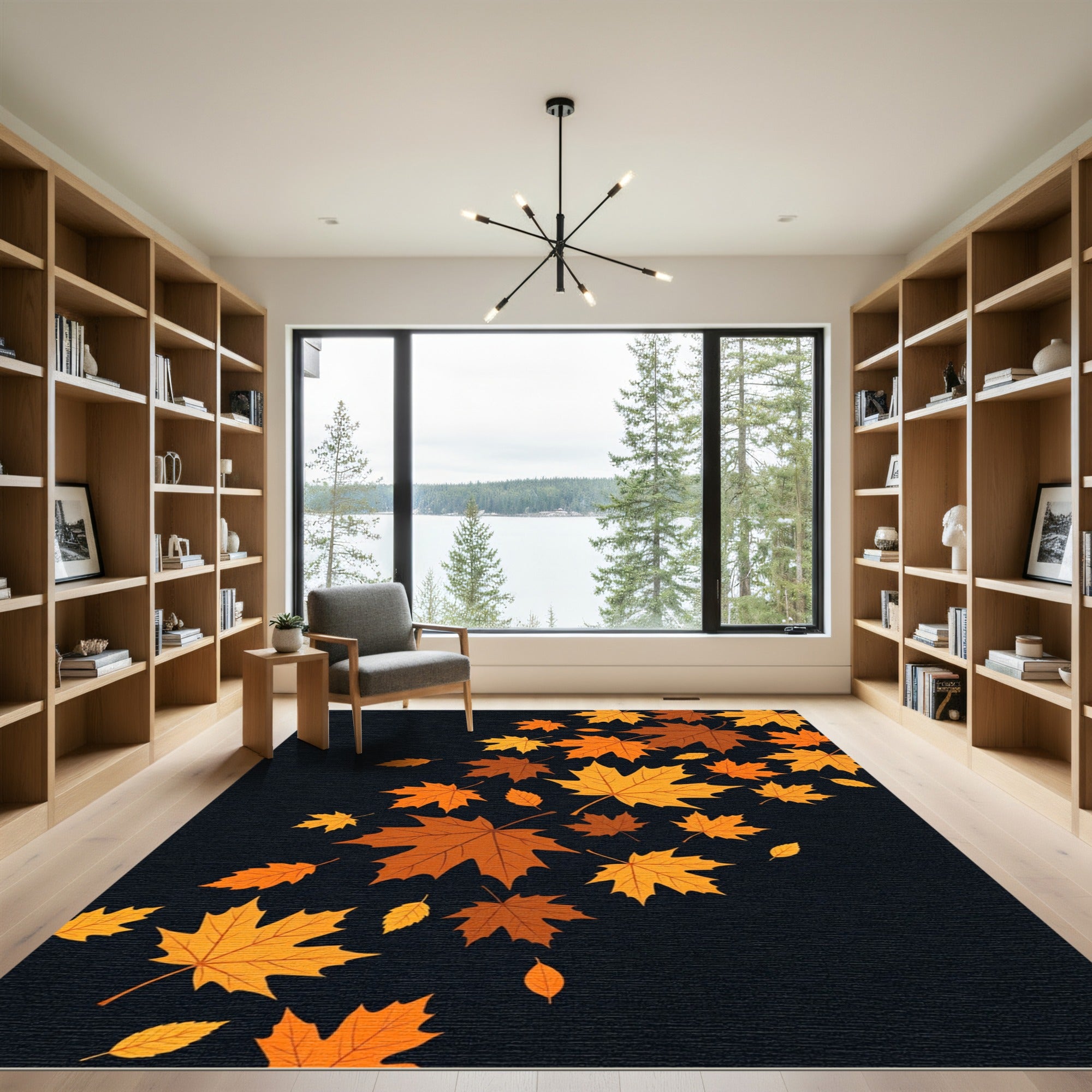 Vibrant Autumn Maple Leaf Cascade Rug