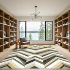 Neutral Chevron Geometric Layered Stripe Rug