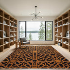 Geometric Golden Star Bronze Lattice Rug