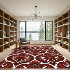 Ornate Crimson Heart Damask Rug