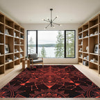 Crimson Celestial Geometric Mandala Art Rug