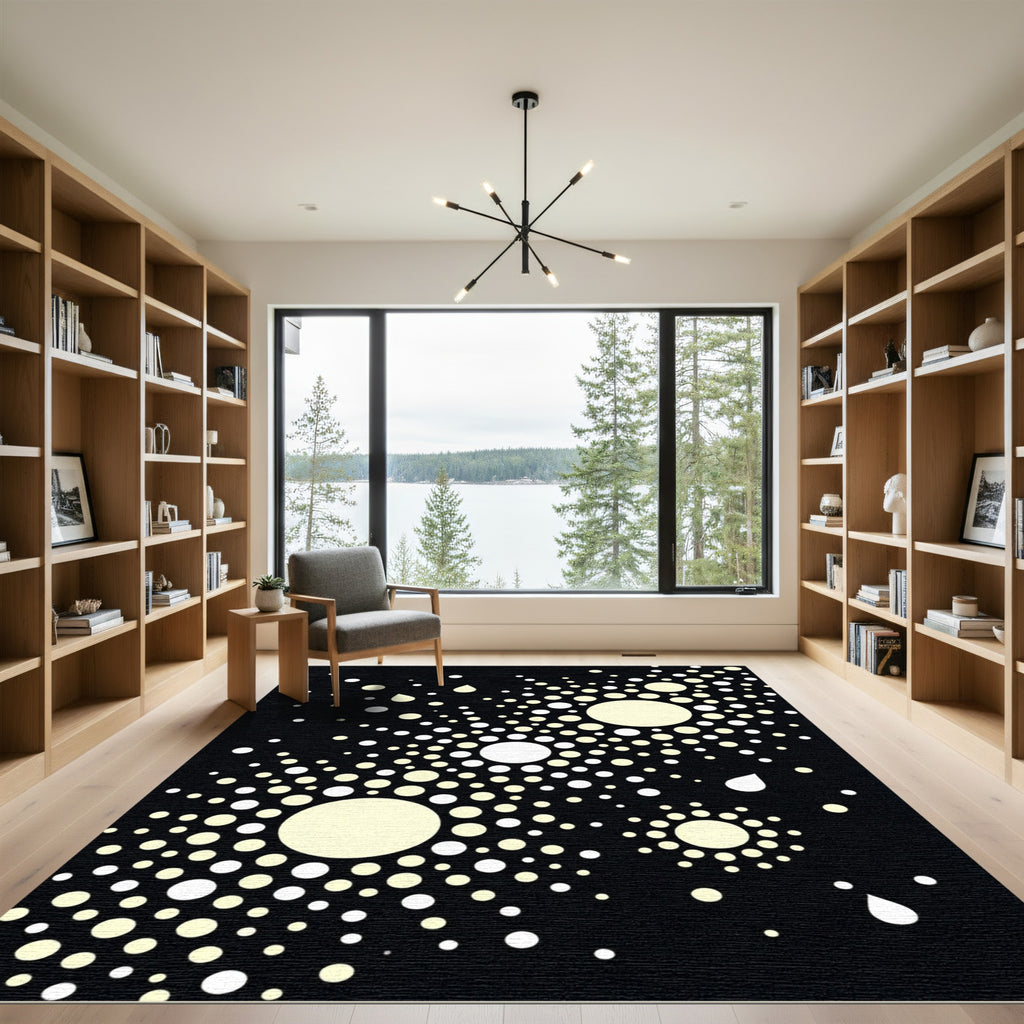 Abstract Yellow White Bubble Burst Rug