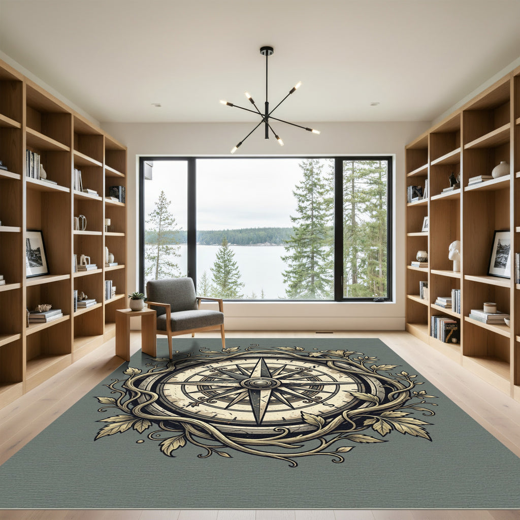 Ornate Compass Vine Garden Rug