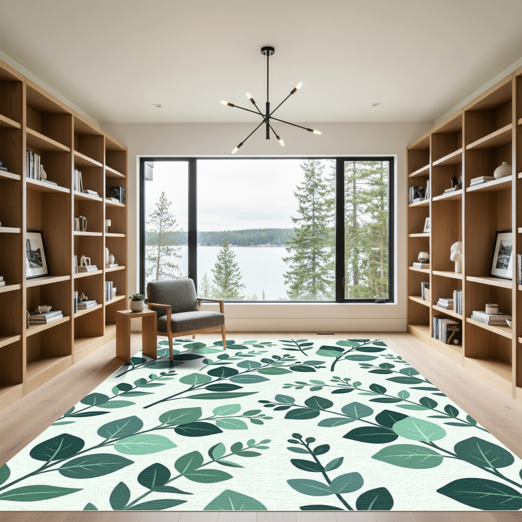 Lush Green Tropical Eucalyptus Foliage Rug