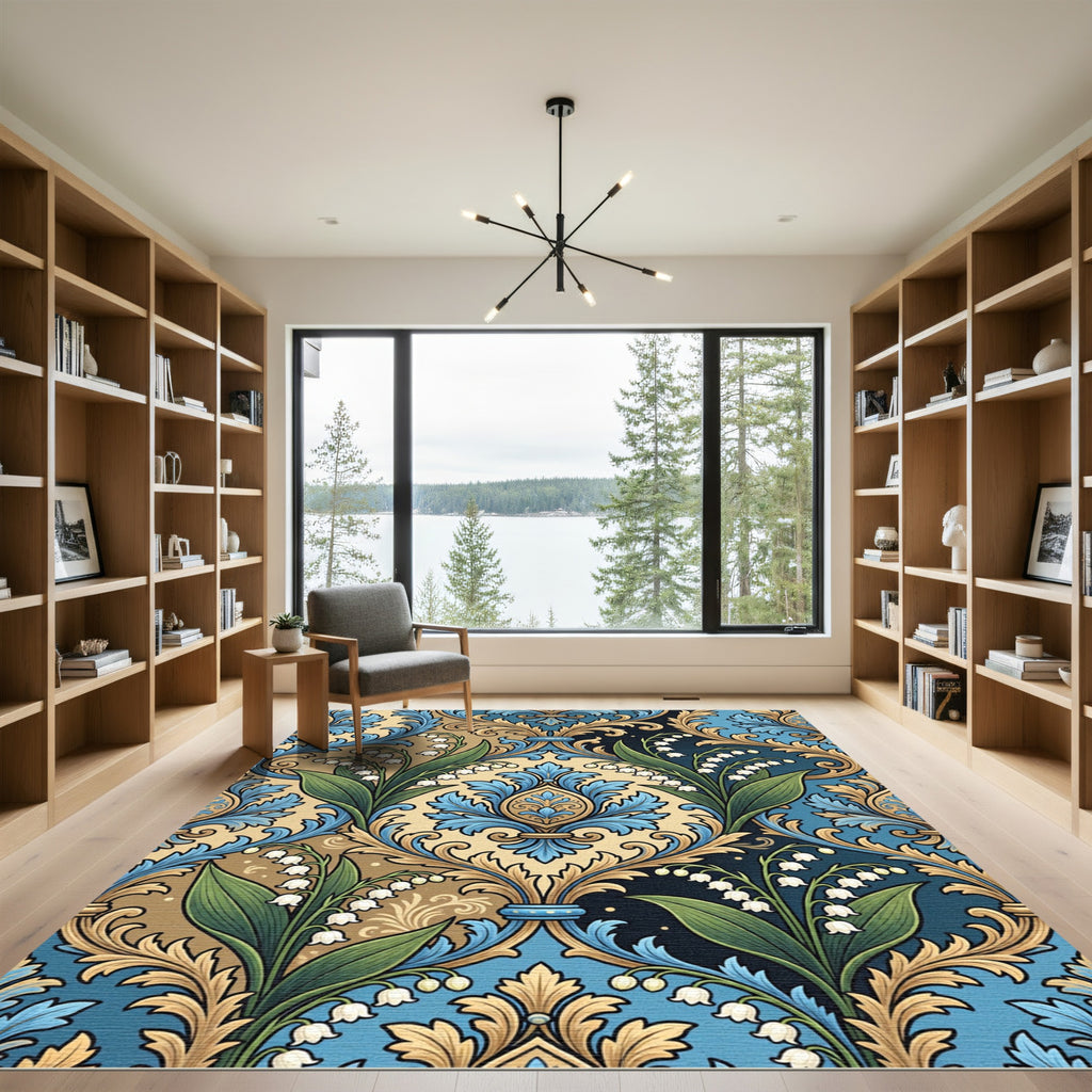 Elegant Lily of the Valley Damask Rug