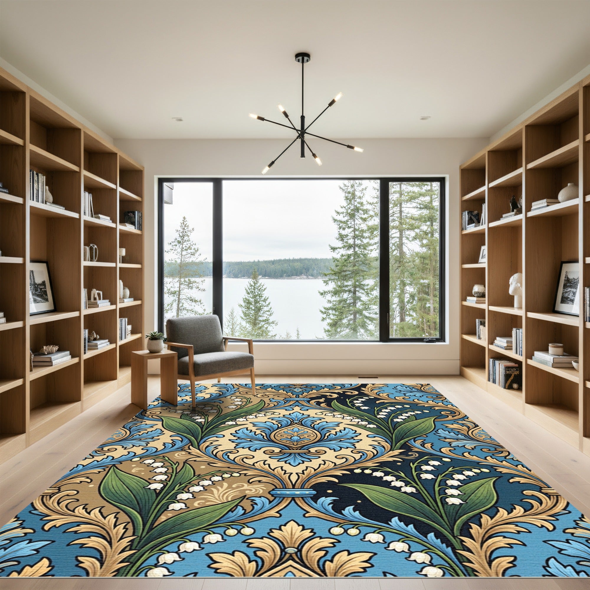 Elegant Lily of the Valley Damask Rug