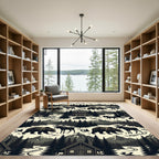Rustic Mountain Bear and Moose Woodland Rug