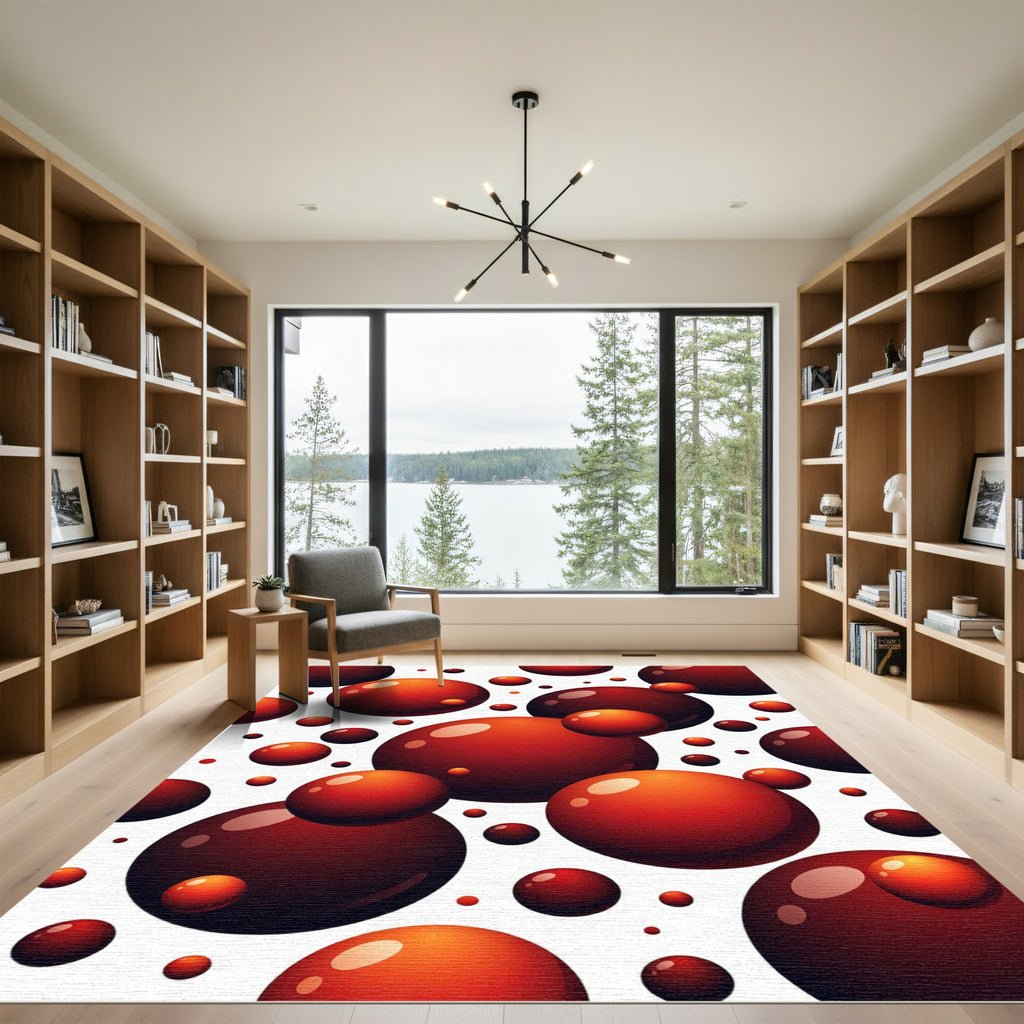 Vibrant Red Spheres Arrangement Rug