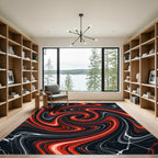 Intense Red Swirl Marble Texture Rug