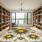 Radiant Starburst Yellow Black Rug