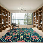 Coral Pink Yellow Rose Trellis Rug