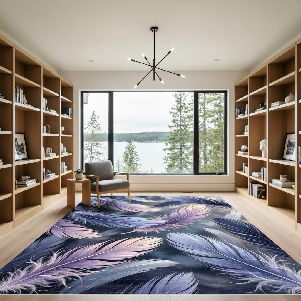 Ethereal Lavender Plume Feather Art Rug
