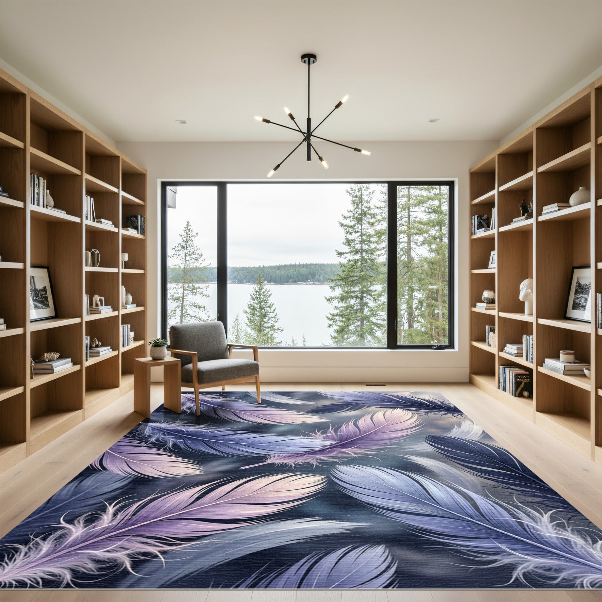 Ethereal Lavender Plume Feather Art Rug