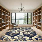 Vintage Farmhouse Rooster and Vegetable Illustration Rug