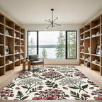 Vintage Pink Floral Botanical Meadow Rug