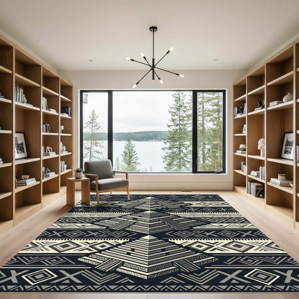 Monochromatic Aztec Pyramid Geometric Step Rug