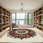 Romantic Rose Wreath Botanical Arrangement Rug