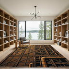 Industrial Bronze Grid Piping Rug