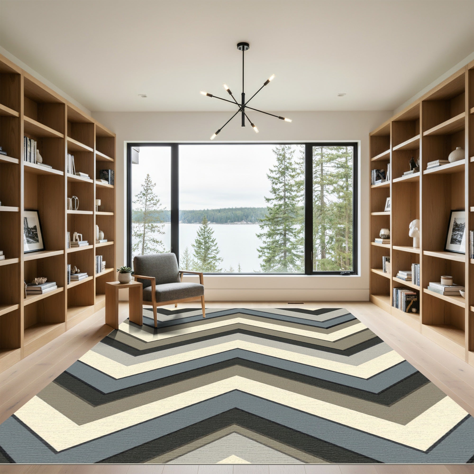 Modern Gray Chevron Zigzag Rug