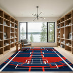 Bold Geometric Athletic Stadium Field Rug