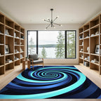 Luminous Cyan Navy Infinite Swirl Rug