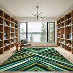 Emerald Green Abstract Chevron Rug