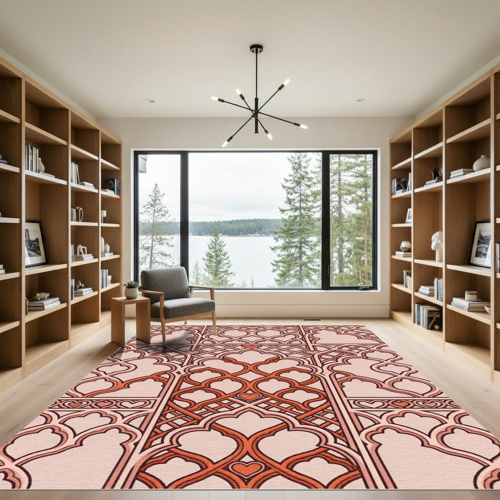 Rose Quatrefoil Hearts Lattice Rug