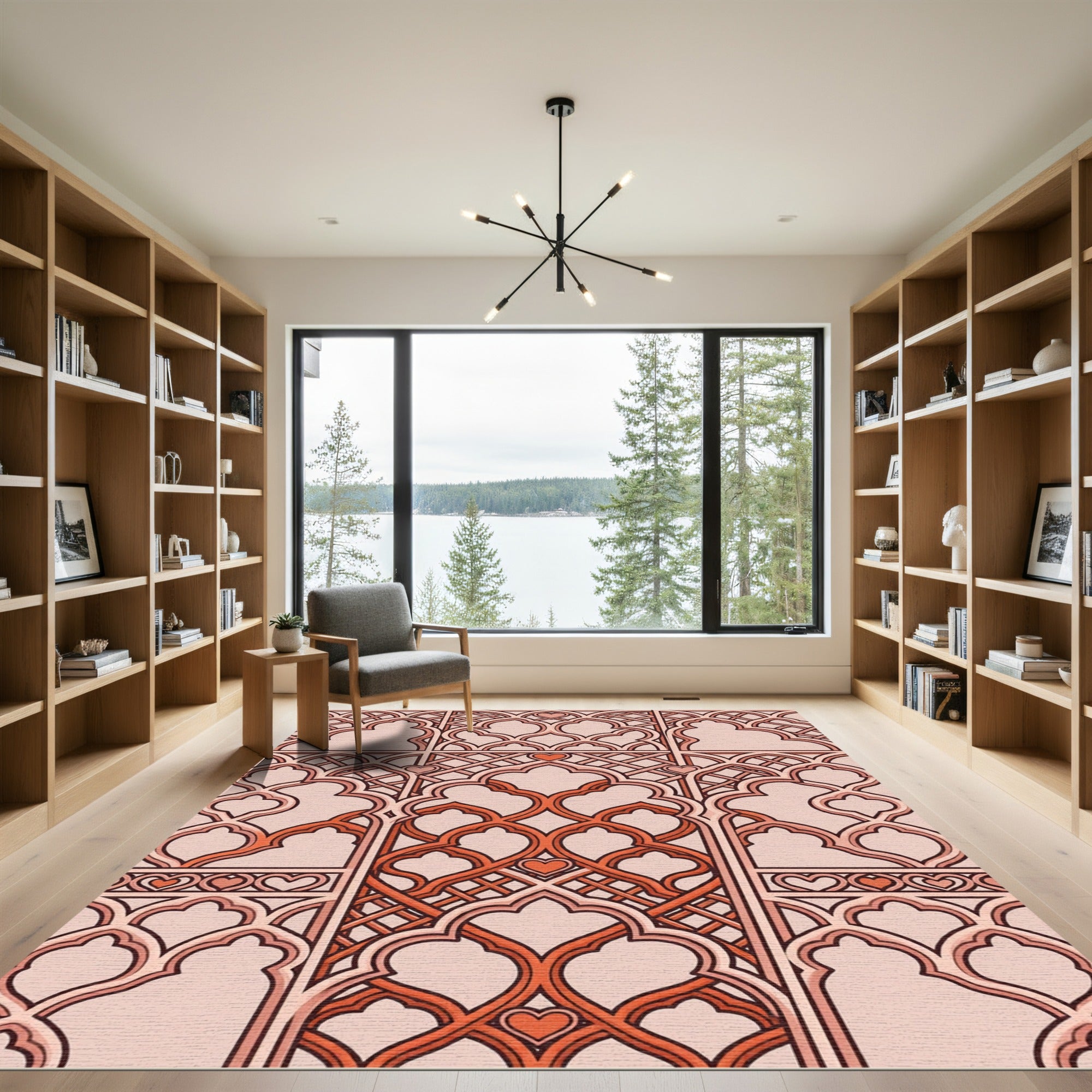 Rose Quatrefoil Hearts Lattice Rug
