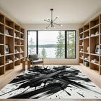 Dynamic Black Splatter Abstract Splash Rug