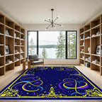 Cosmic Indigo Starry Celestial Swirl Rug