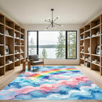 Watercolor Rainbow Clouds Dreamy Sky Rug