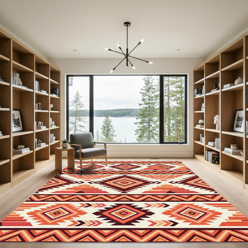 Terracotta Southwest Aztec Geometric Diamond Rug