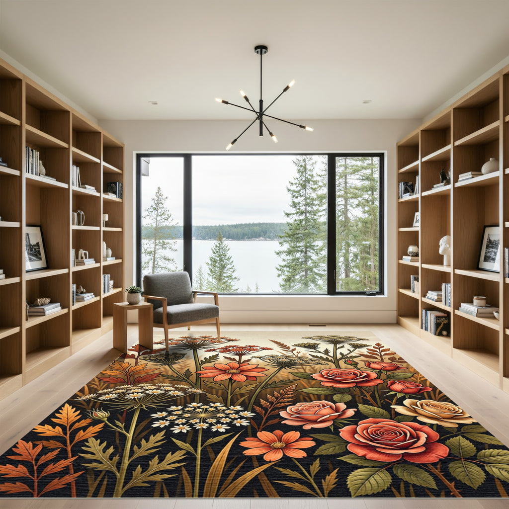 Autumnal Rose and Wildflower Meadow Rug